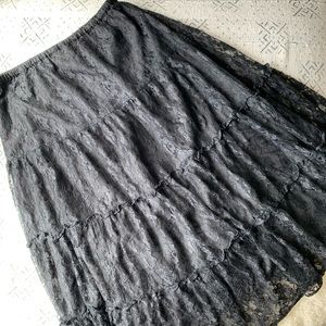 Paradise NY Black Lace Boho Elastic Waist Skirt
